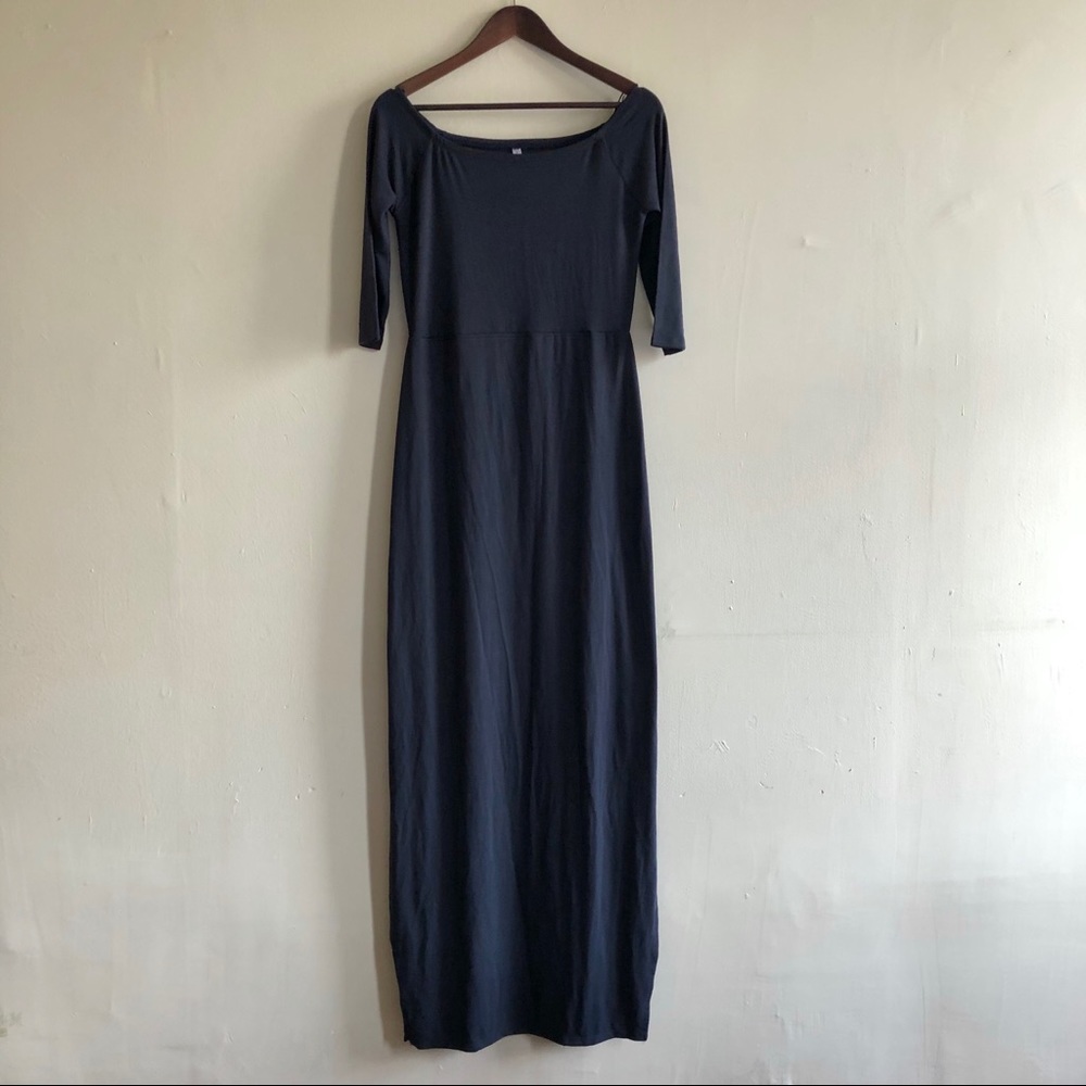 Navy Blue Off Shoulder Maxi Dress Sundress